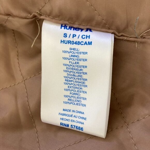 Hurley Cream & Brown Plaid Flannel Shacket Jacket Fall Neutral Pocket Size Small - Picture 2 of 12
